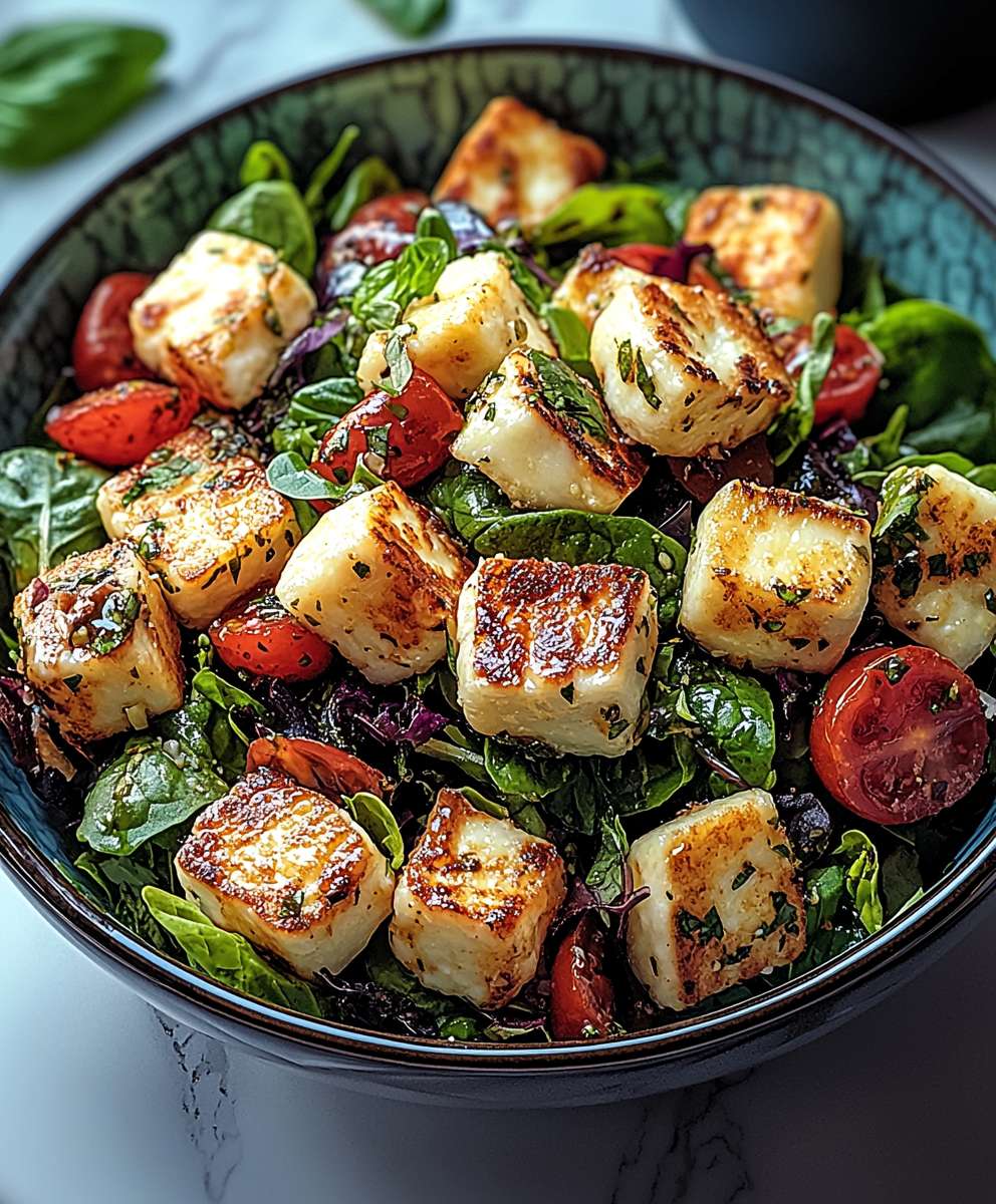 Kritharaki Salat Halloumi Croutons