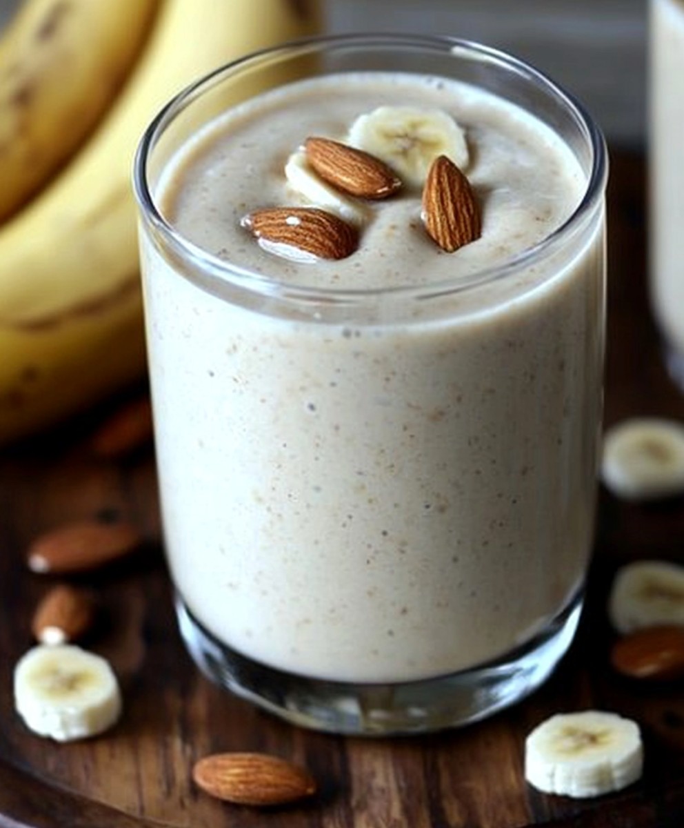 Veganer Mandelbutter Bananen Smoothie