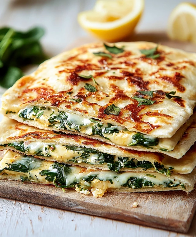 Fladenbrot mit Spinat und Käse