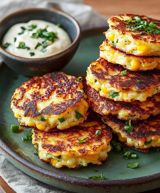 Süßer Mais Haloumi Krapfen