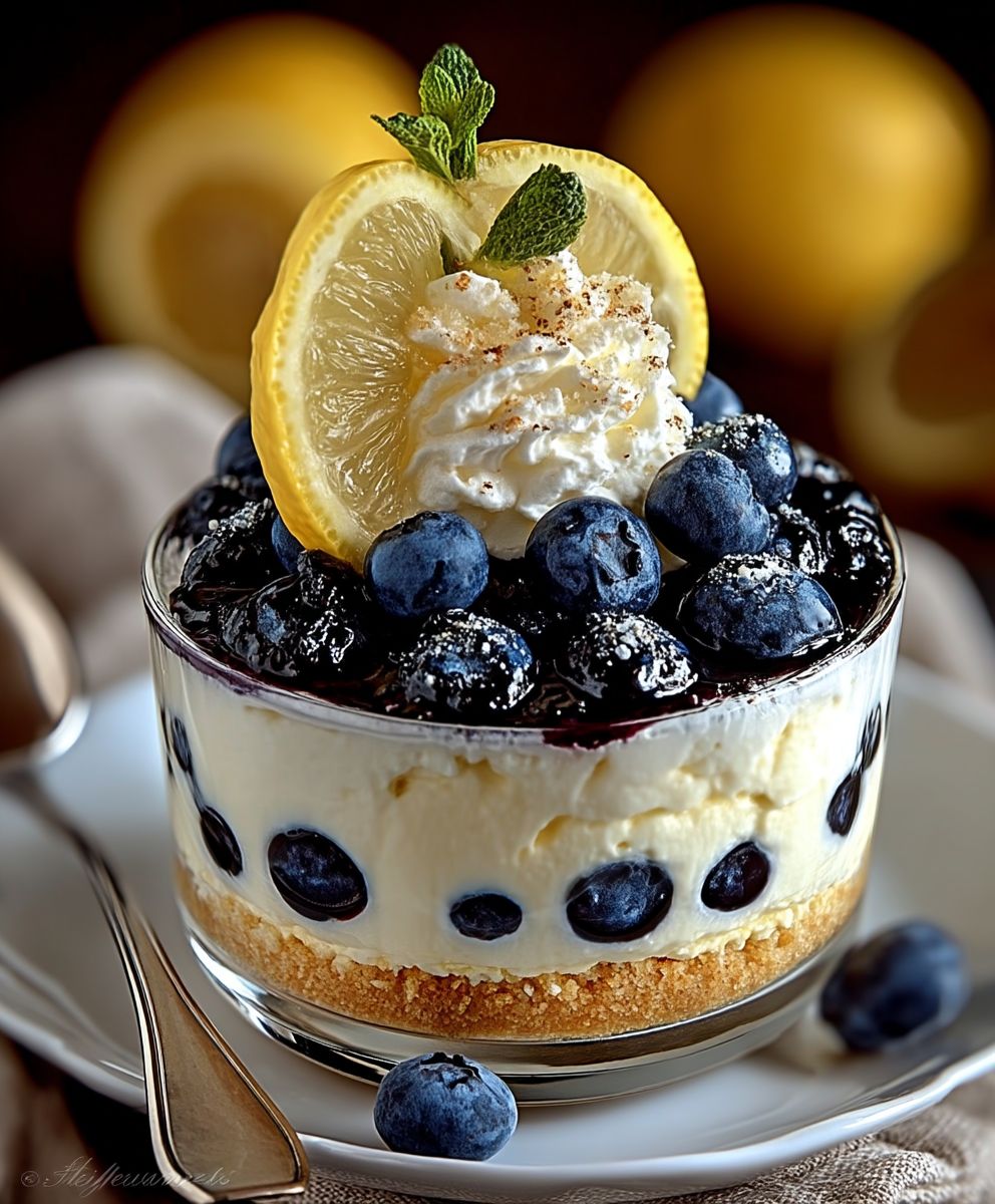 Zitronen Blaubeer Dessert