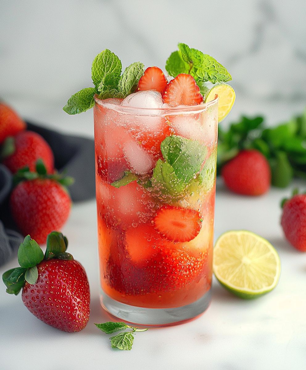 Alkoholfreier Erdbeer Mojito
