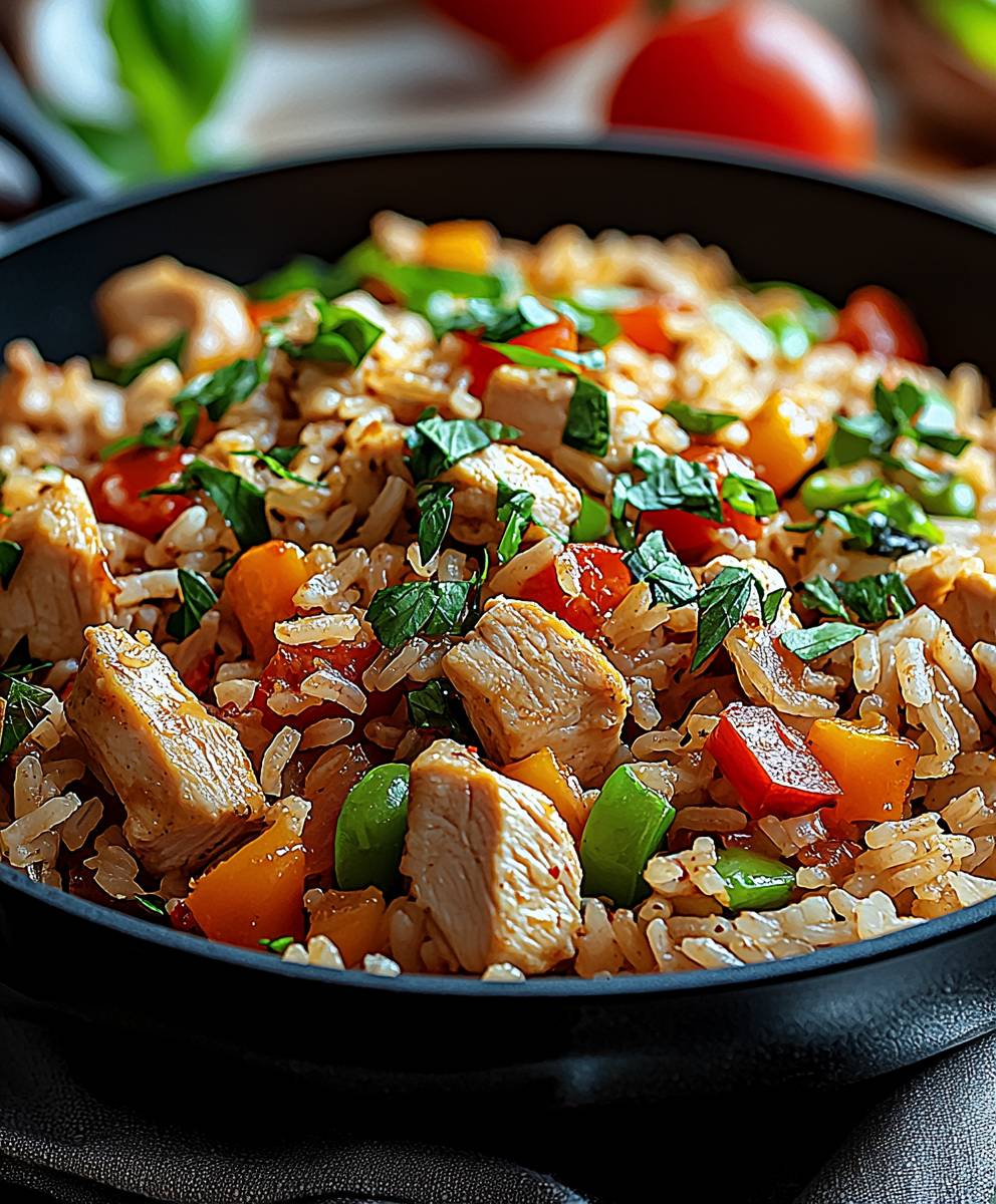 Reispfanne mit Hühnchen