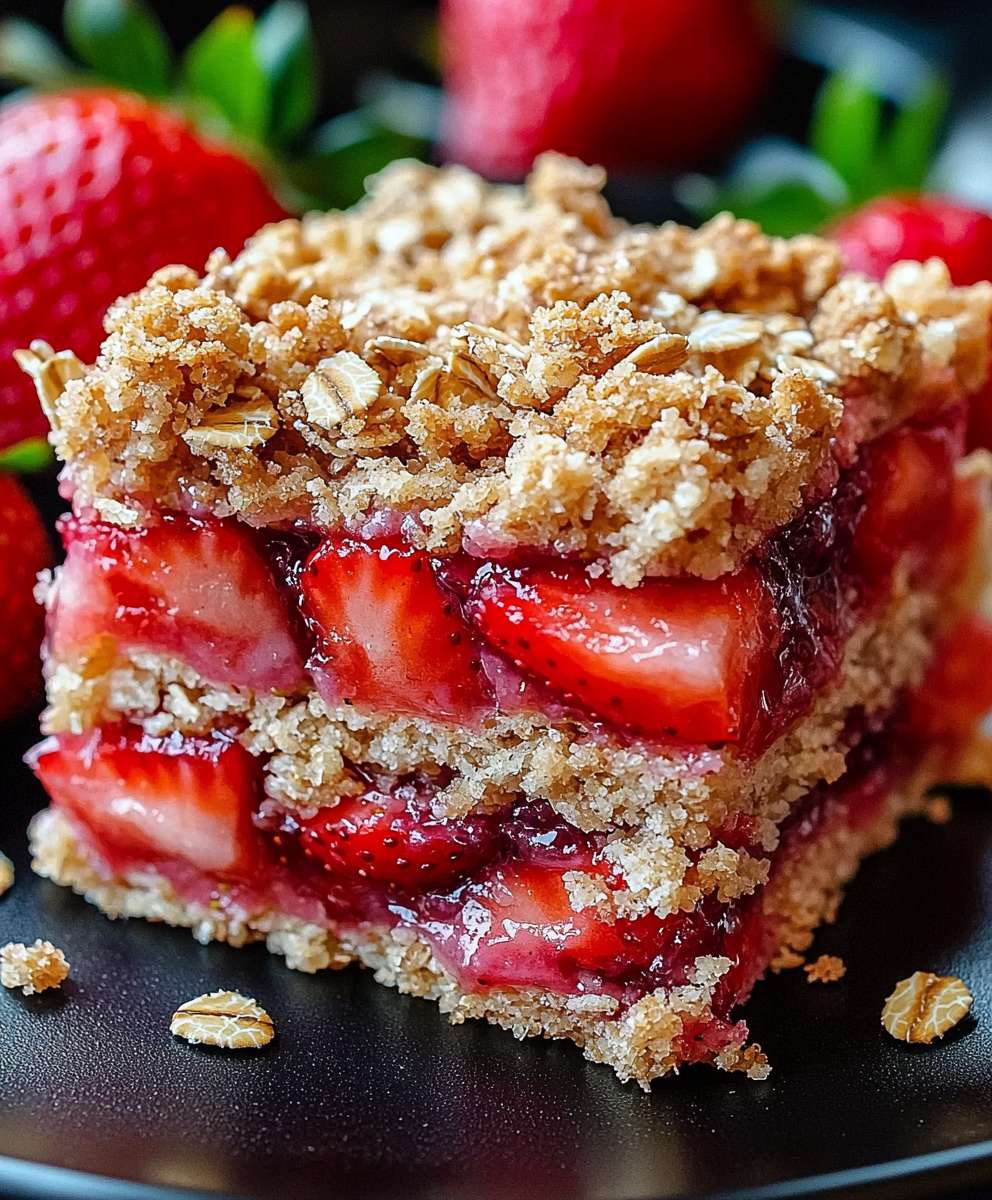 Erdbeer Haferflocken Crumble Schnitten