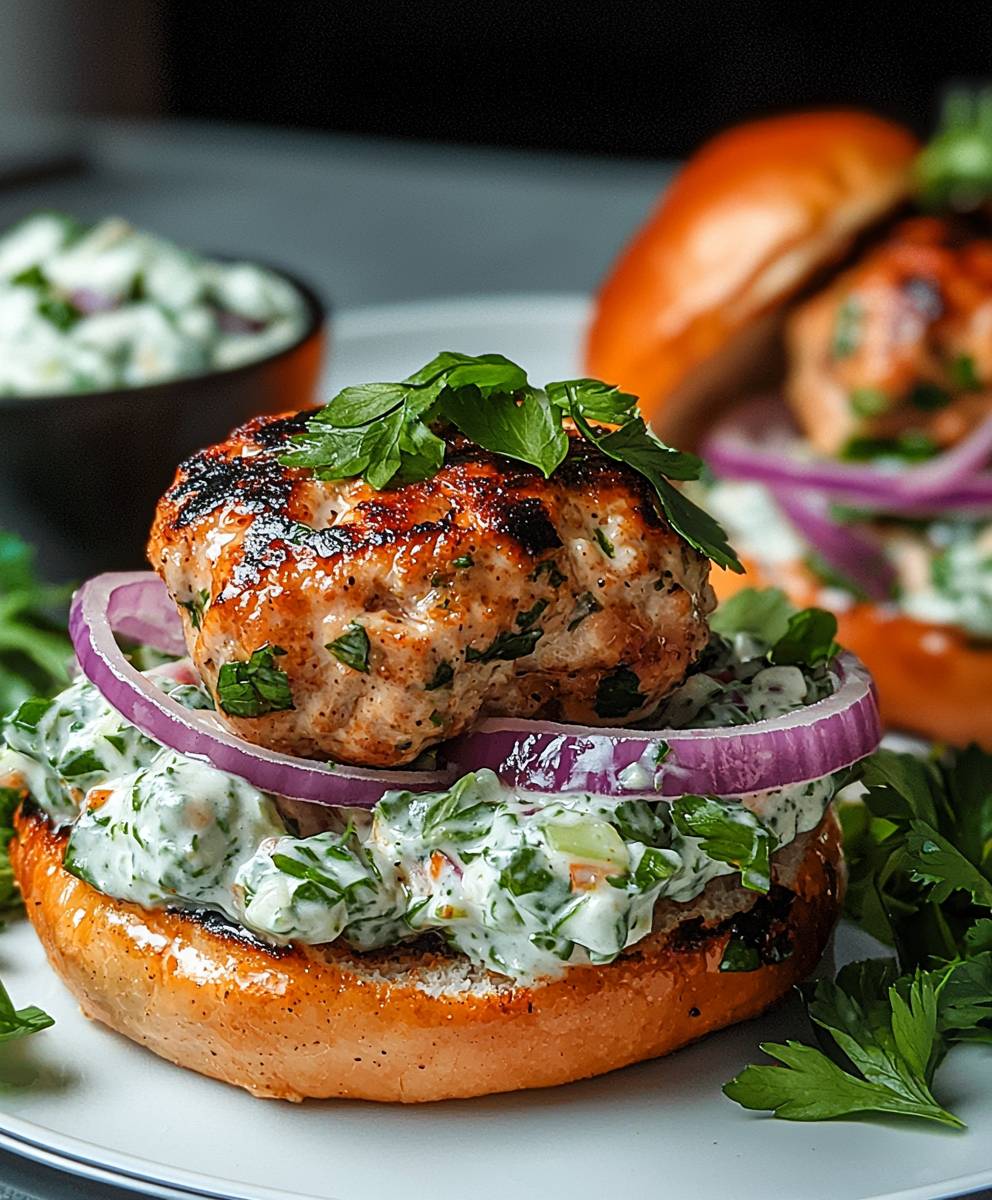 Griechische Hühnerfrikadellen Tzatziki