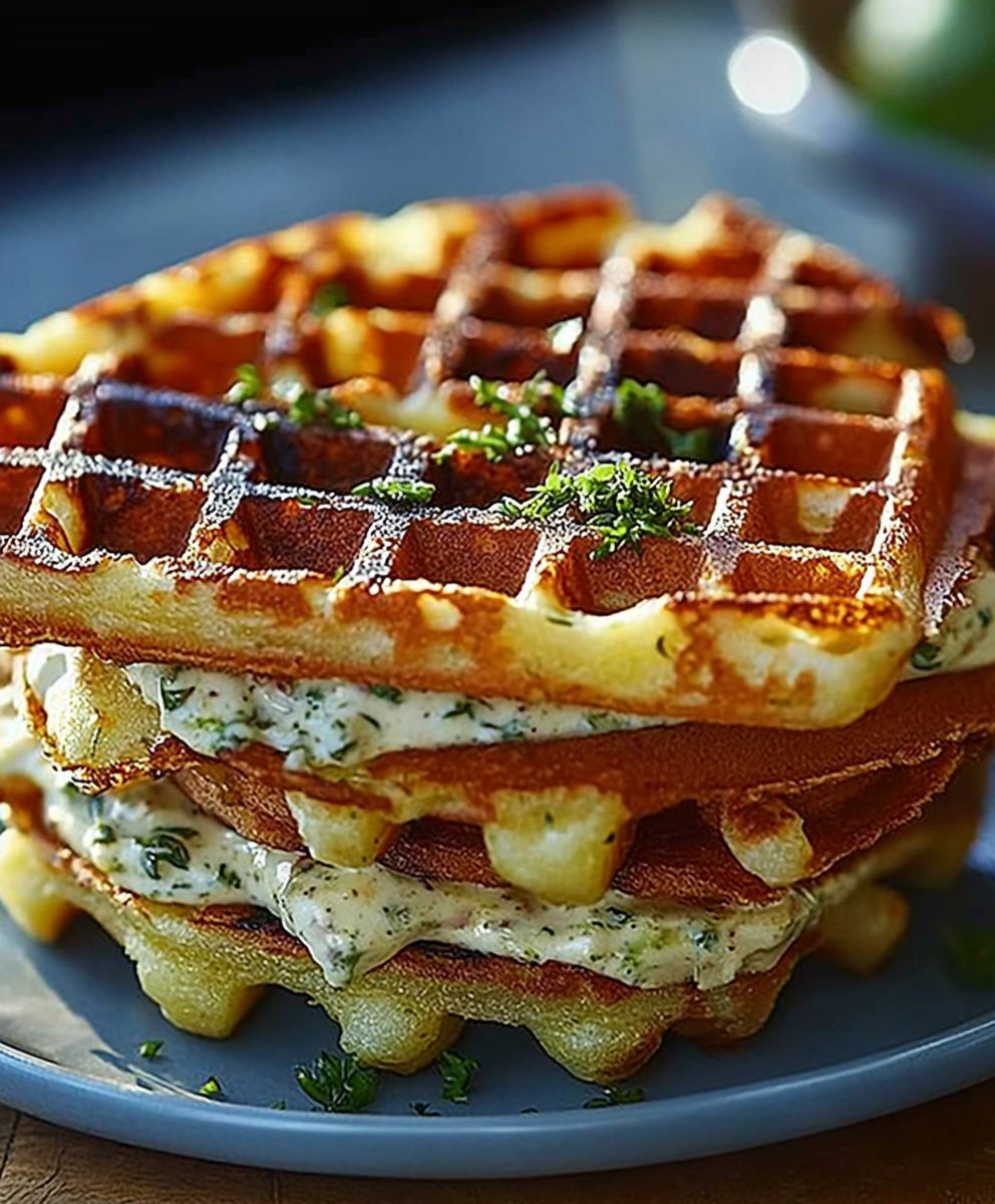 Kartoffelwaffel Sandwich Tofucreme
