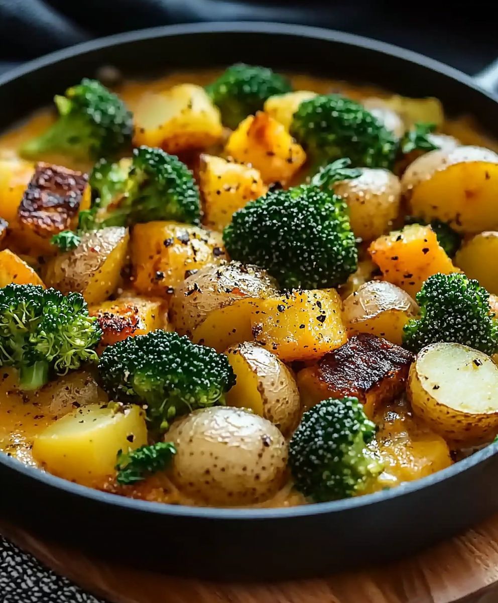 Bunte Gemüsepfanne Brokkoli Kartoffeln