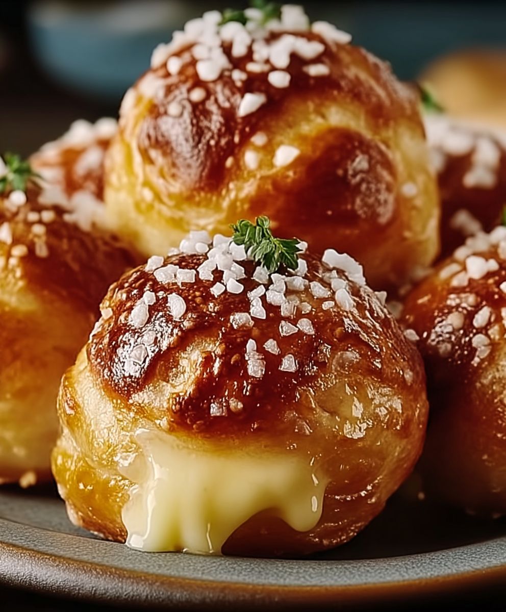 Käsebrezel Häppchen mit Meersalz