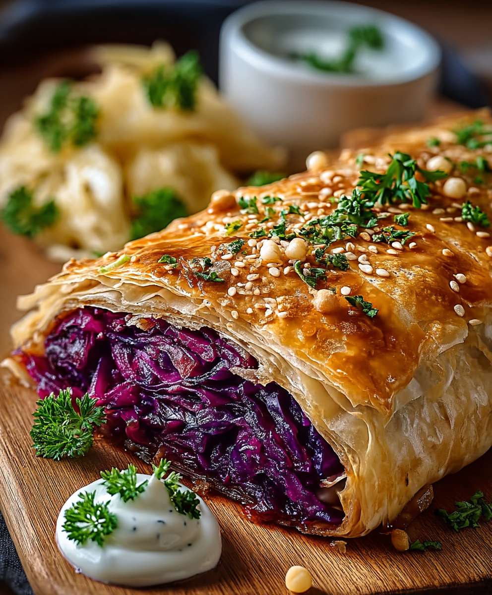 Rotkohlstrudel knusprig backen