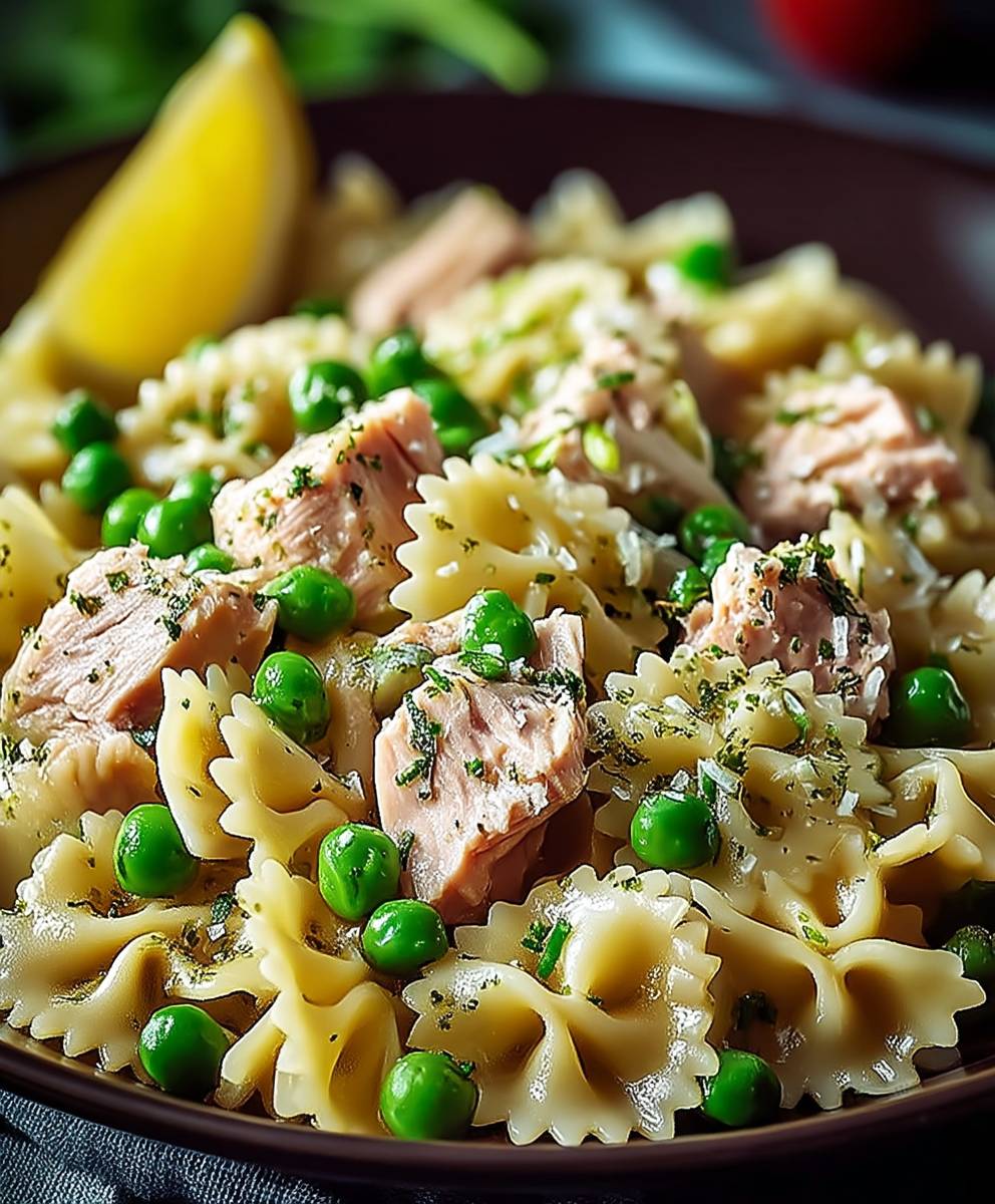 Thunfisch Nudeln mit Erbsen