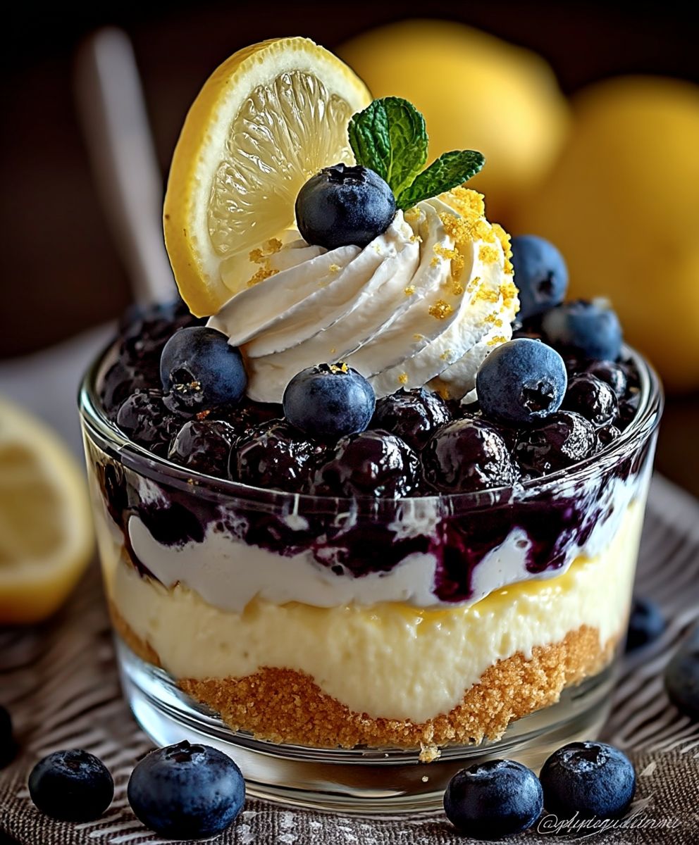 Zitronen Blaubeer Dessert