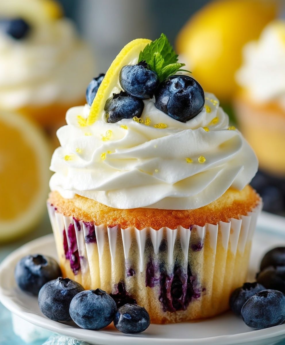 Zitronen Blaubeer Cupcakes