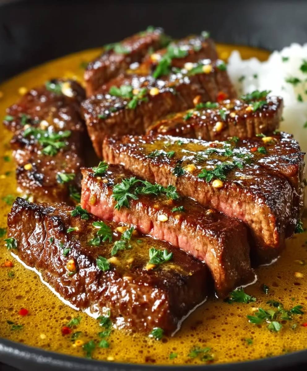 Gebratenes Steak Buttersoße