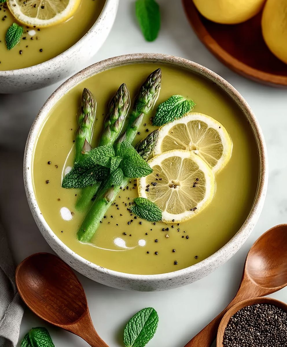 Spargelsuppe Zitrone Minze