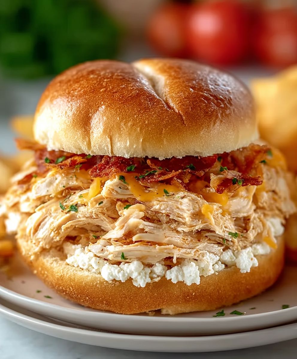 Crockpot Ranch Chicken Sandwiches