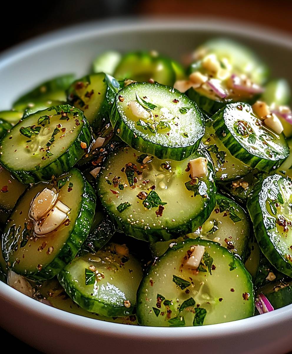 Gurkensalat Kräuterknoblauch Vinaigrette