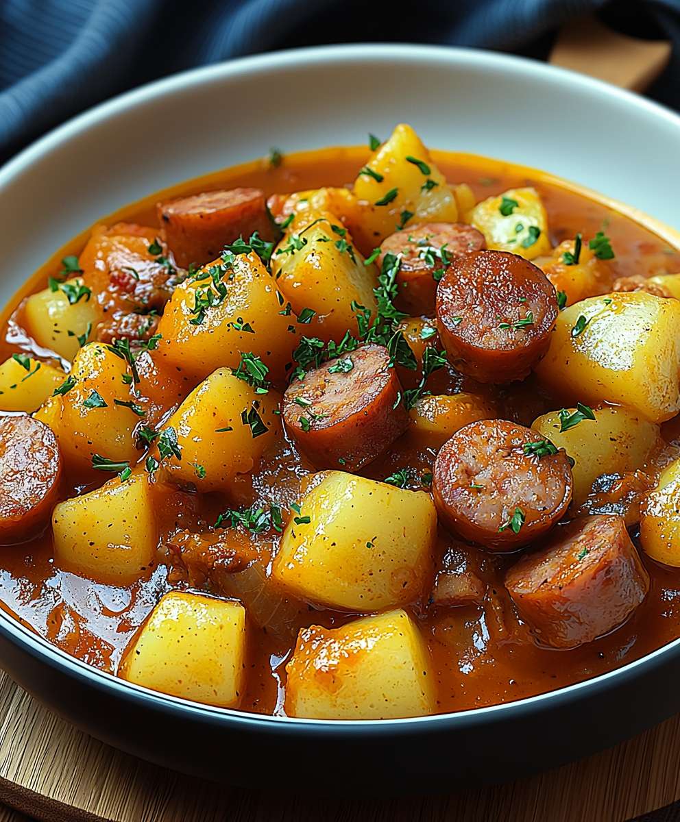 Kartoffelgulasch mit Würstchen
