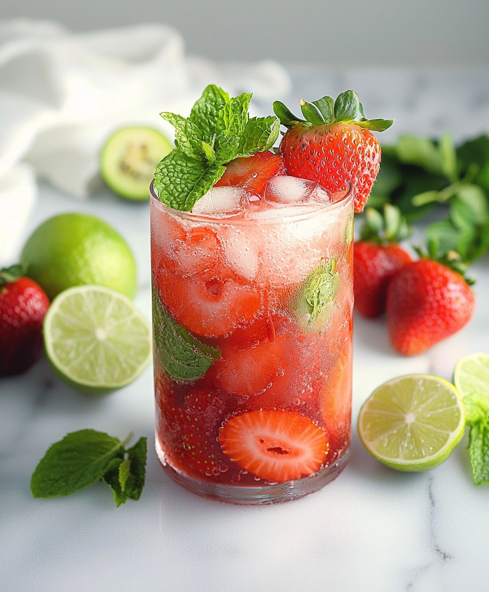 Alkoholfreier Erdbeer Mojito