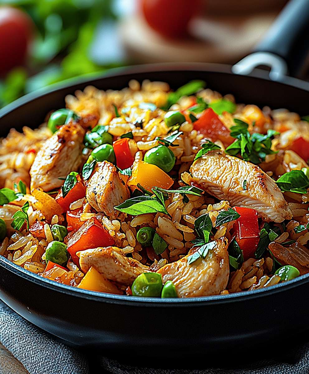 Reispfanne mit Hühnchen