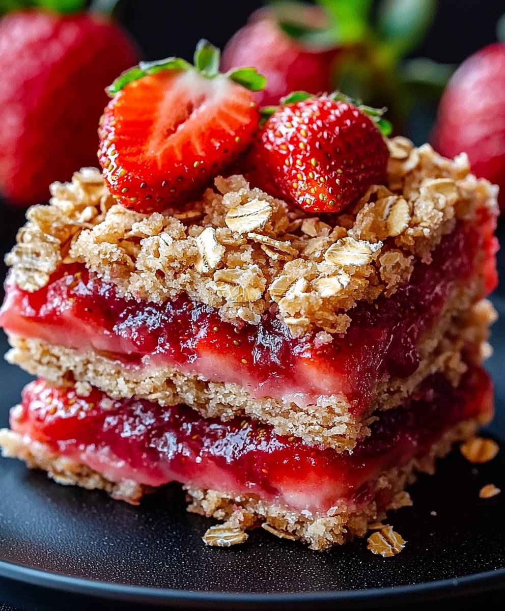 Erdbeer Haferflocken Crumble Schnitten