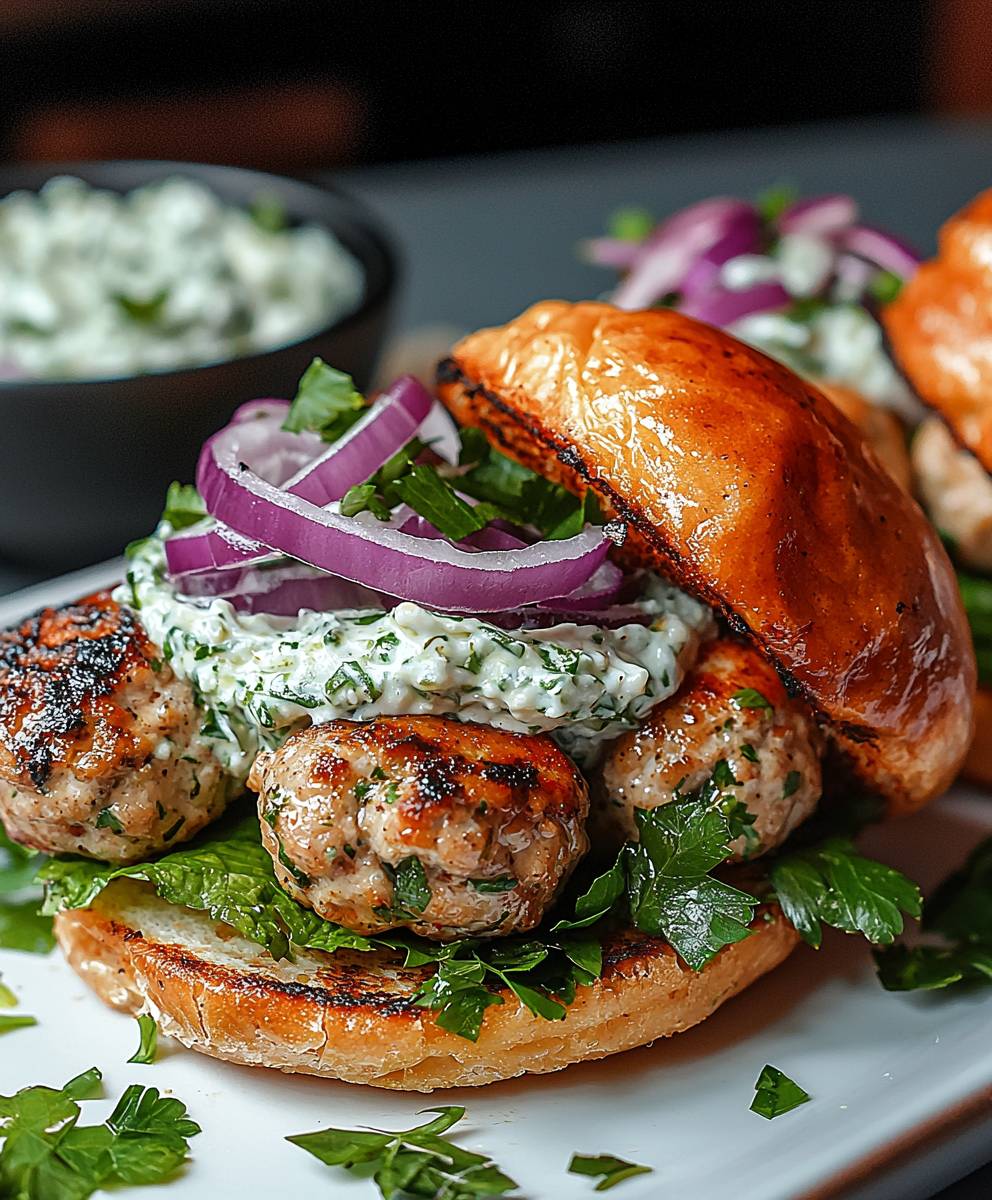 Griechische Hühnerfrikadellen Tzatziki