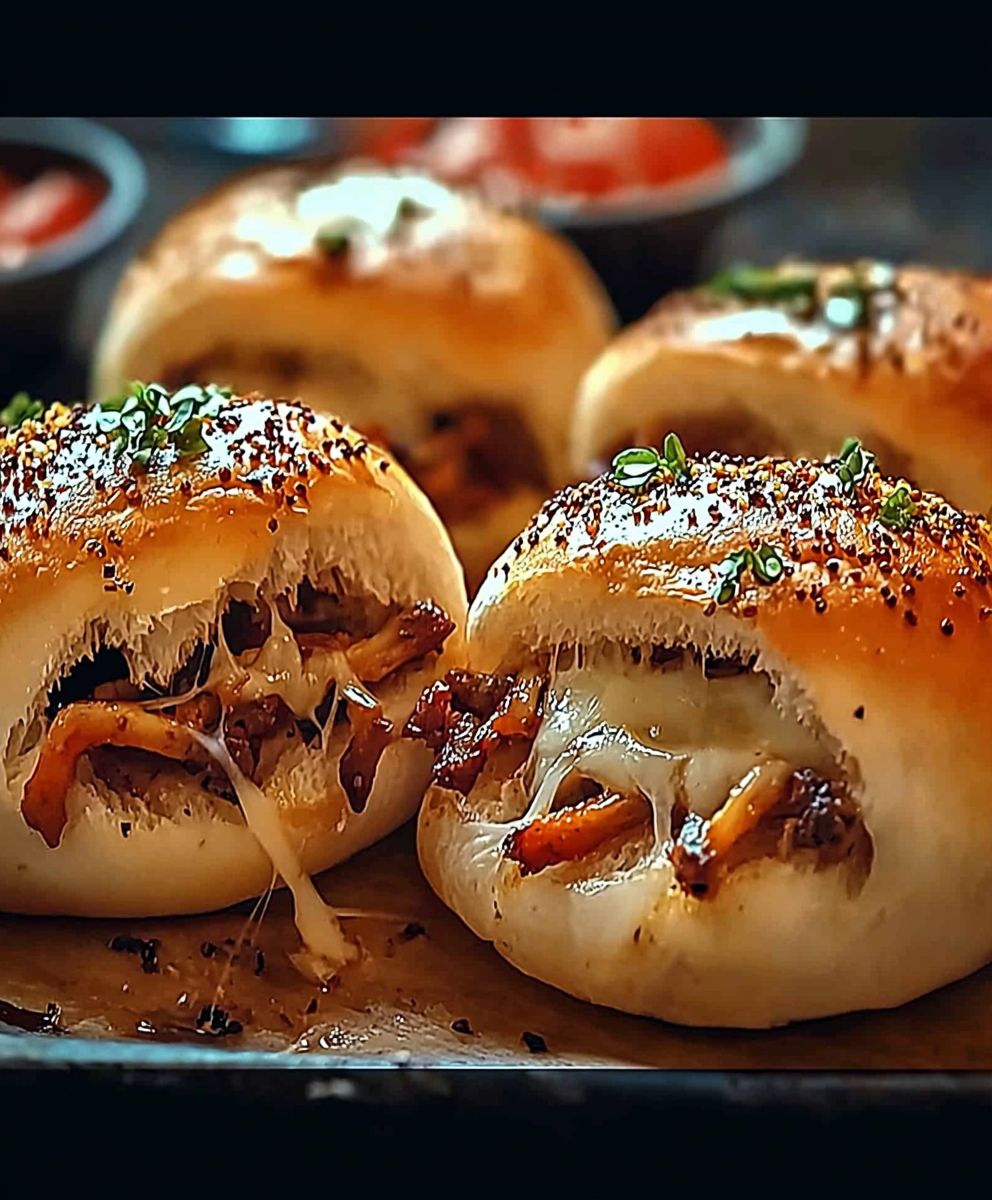 Gebackene Brötchen mit Gemüse Käse