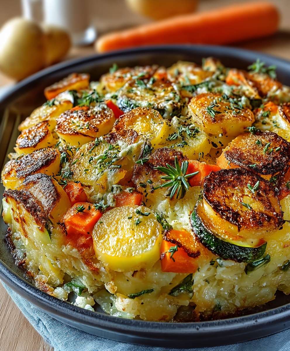 Vegetarischer Kartoffelauflauf Zucchini Karotten