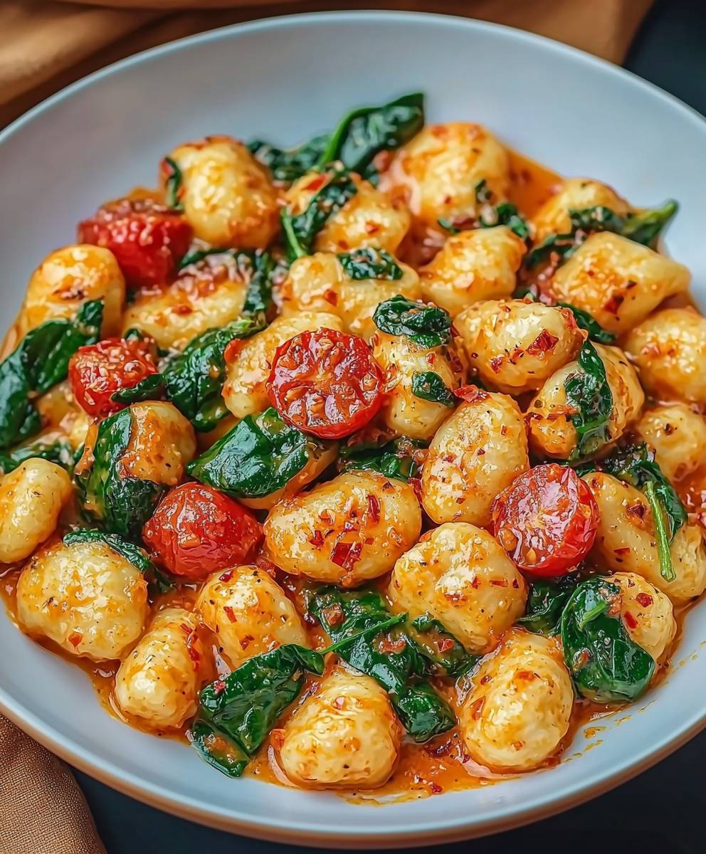 Gnocchi Pfanne Tomate Spinat