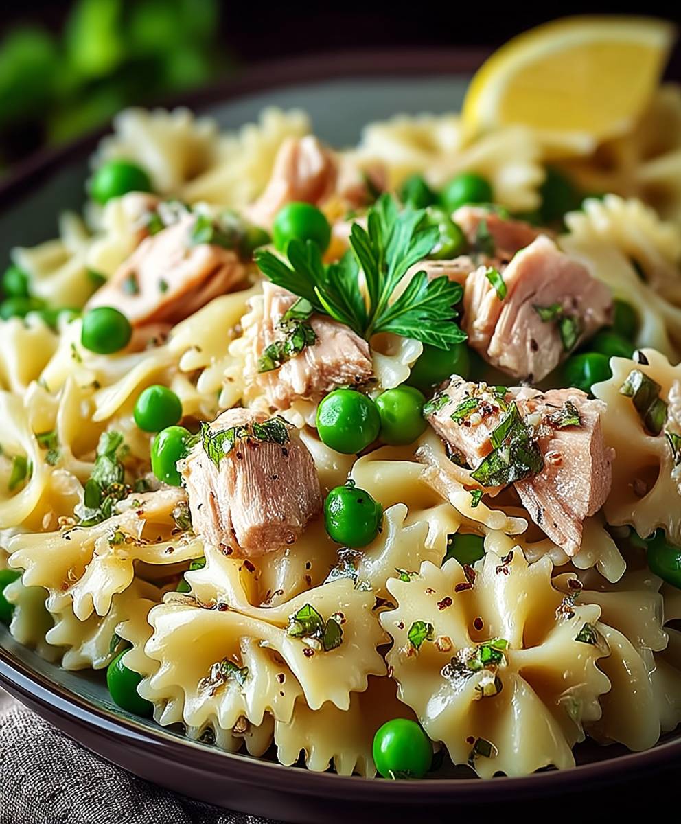 Thunfisch Nudeln mit Erbsen