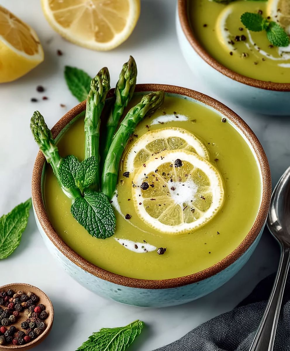 Spargelsuppe Zitrone Minze