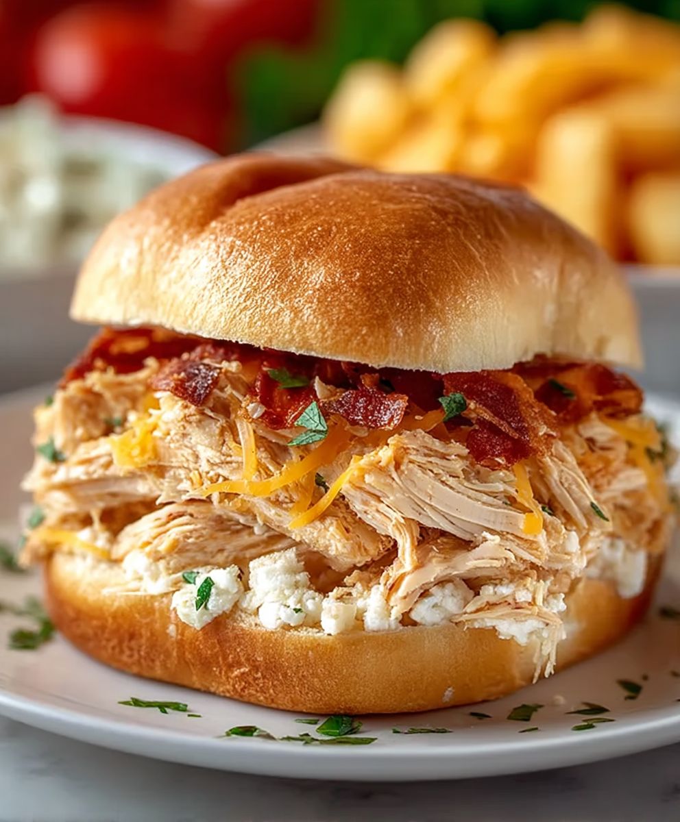 Crockpot Ranch Chicken Sandwiches