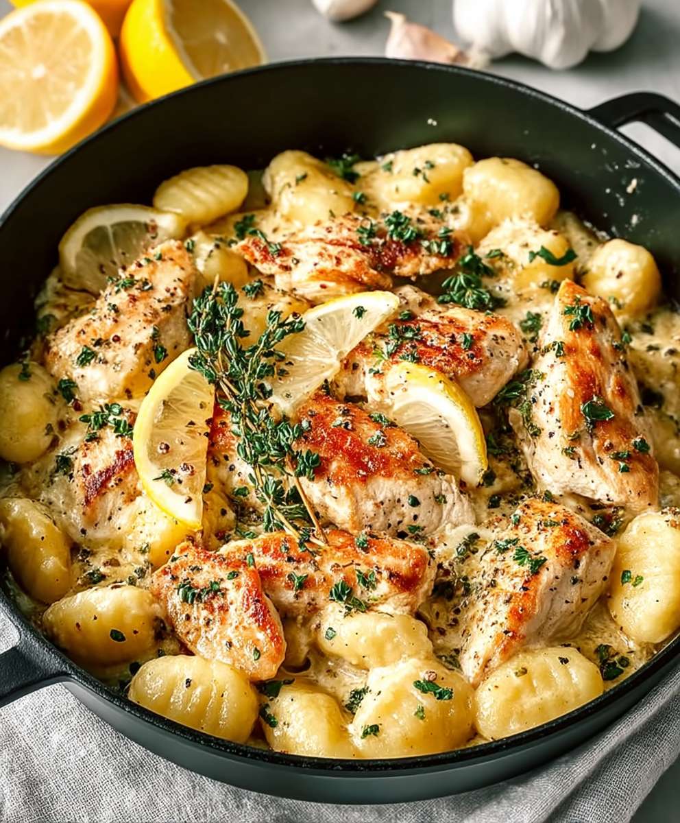 Knoblauch Huhn Gnocchi Pfanne