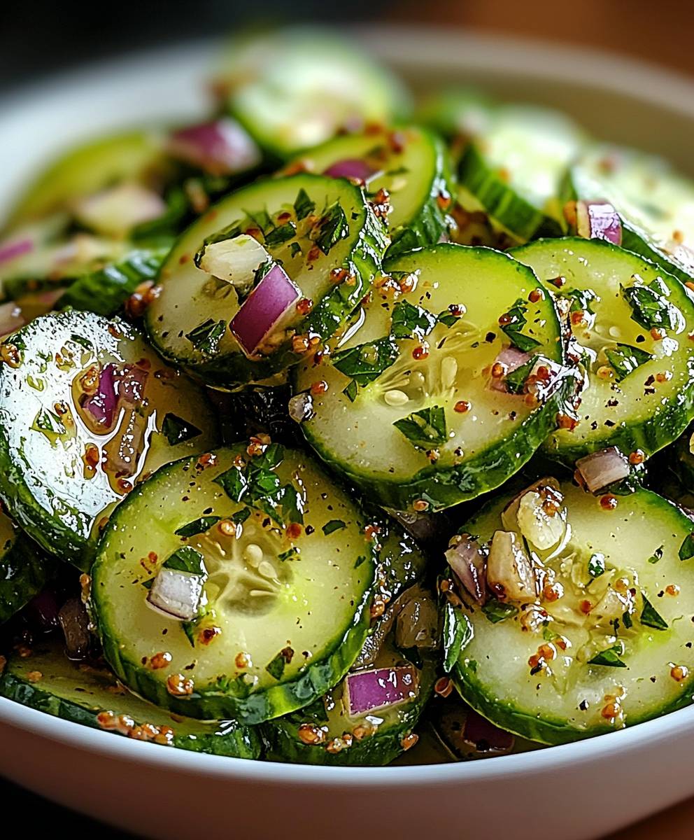 Gurkensalat Kräuterknoblauch Vinaigrette