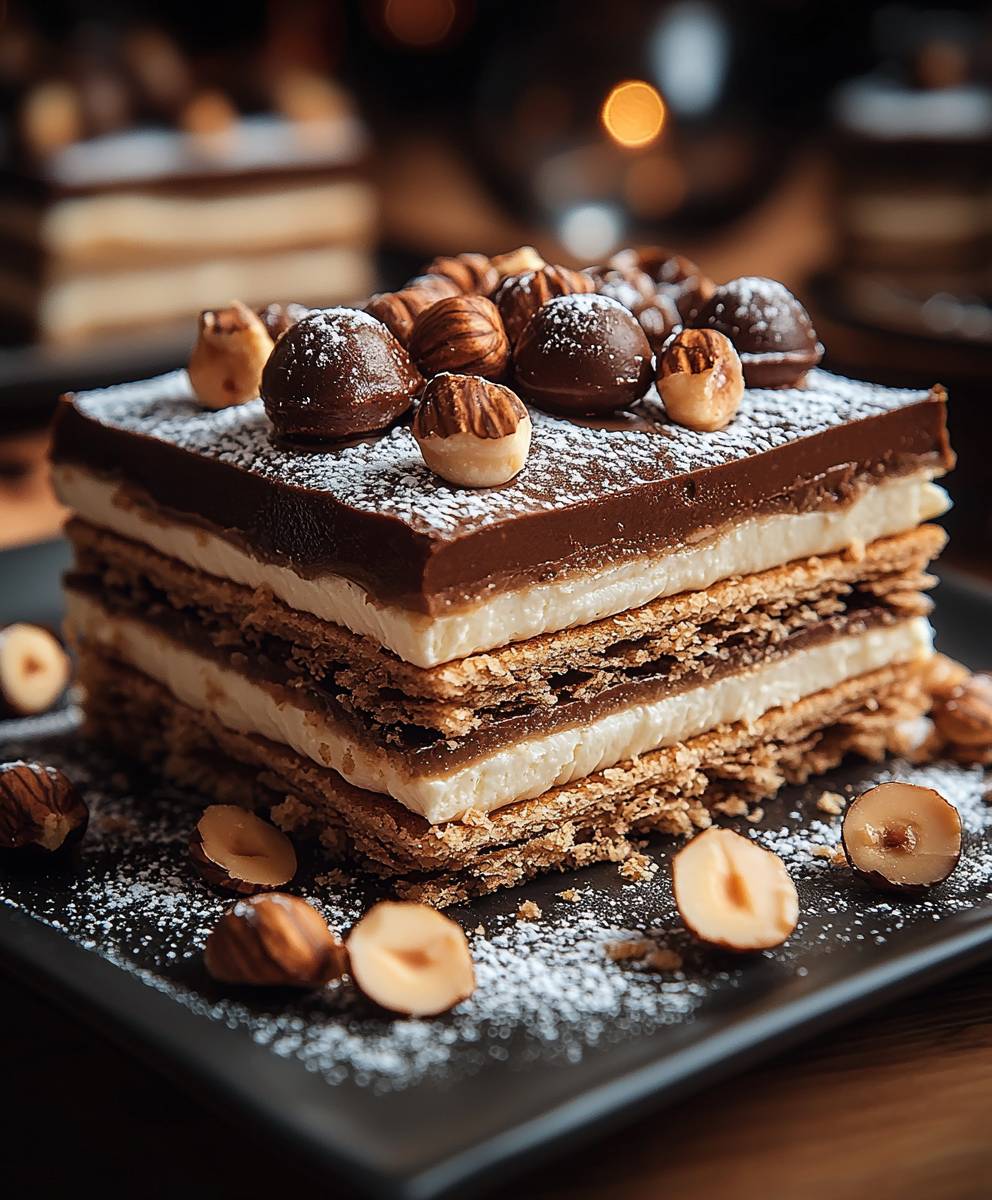 Haselnuss Dacquoise Lebkuchen Ganache