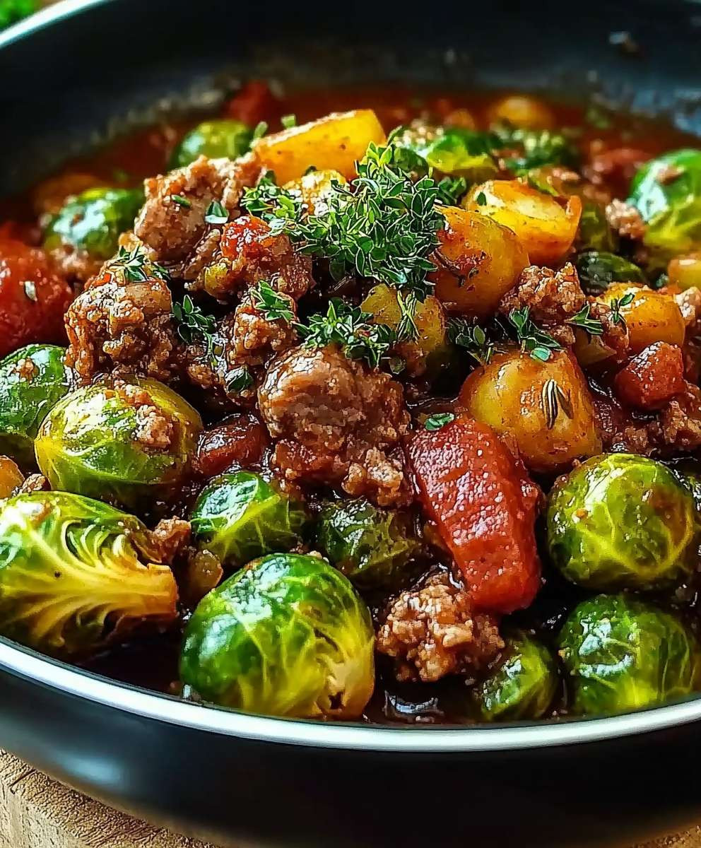 Kartoffel Rosenkohl Hackfleisch Pfanne