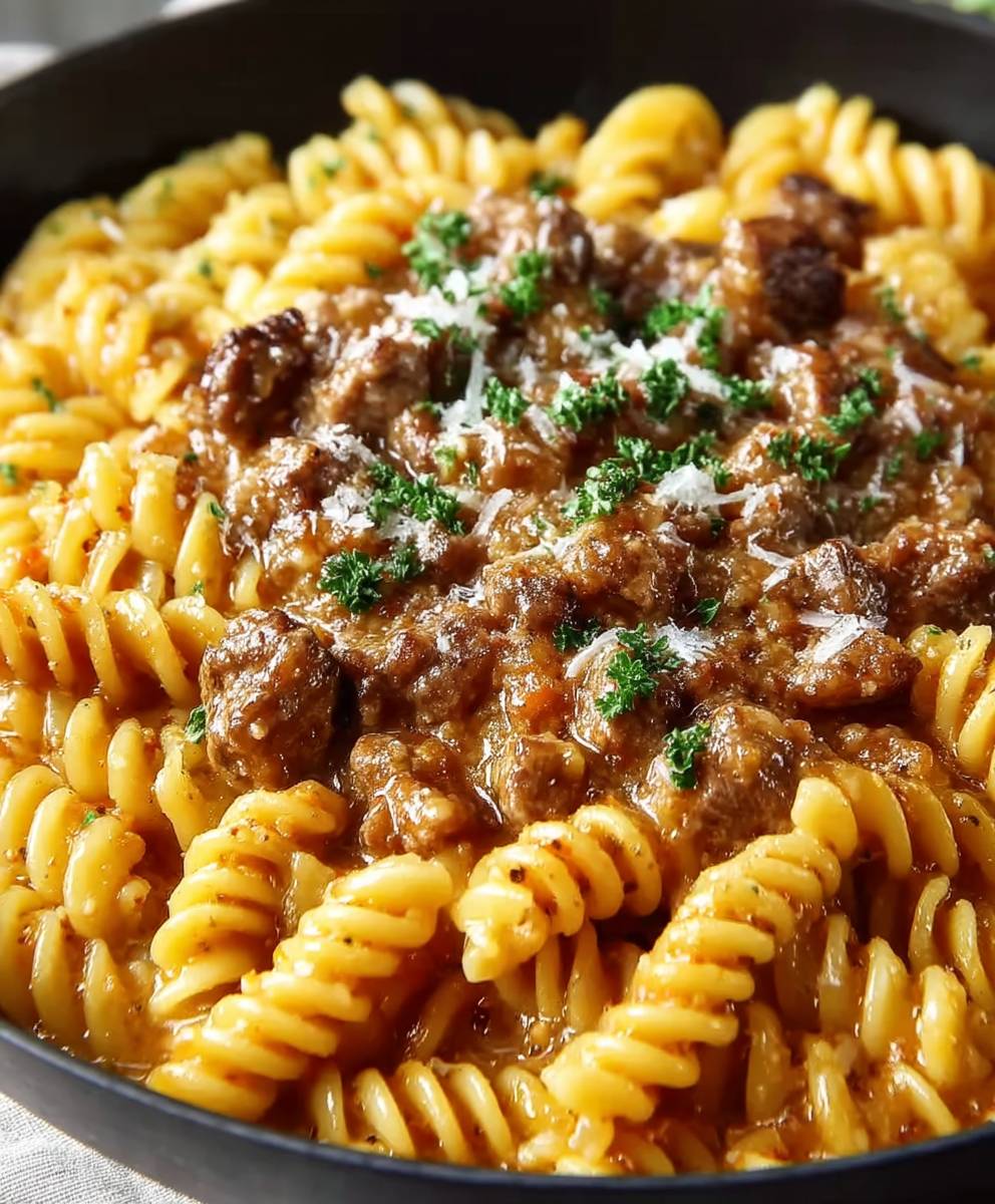 Rindfleisch Rotini Knoblauch Parmesan