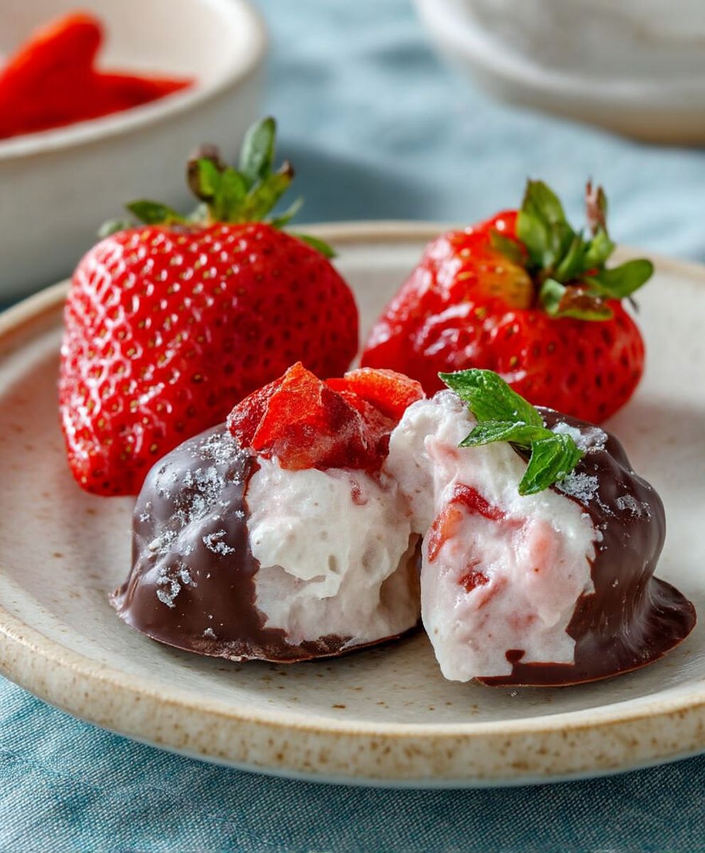 Erdbeer Joghurt Bites Schokolade