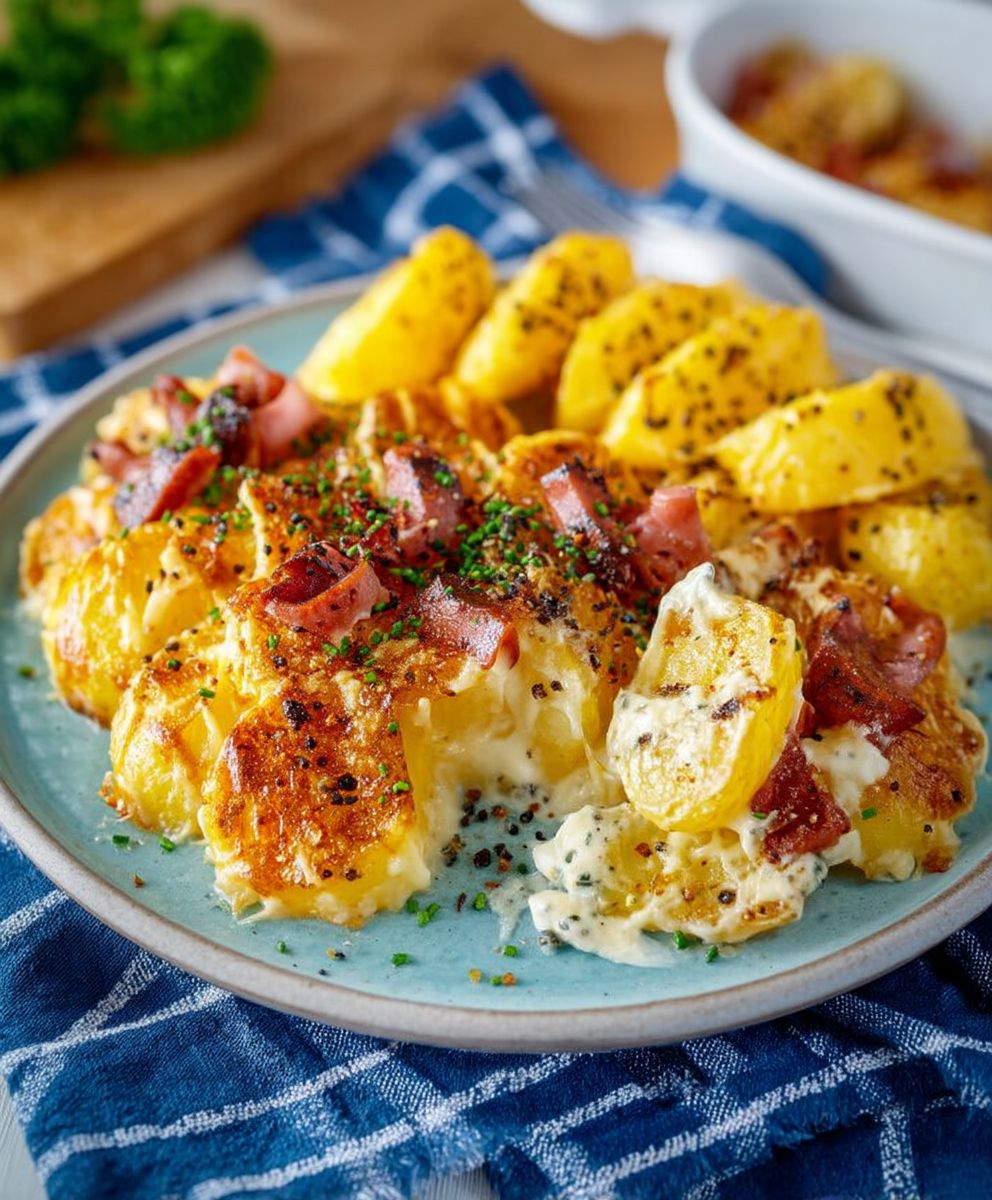 Carbonara Kartoffelauflauf Schinken