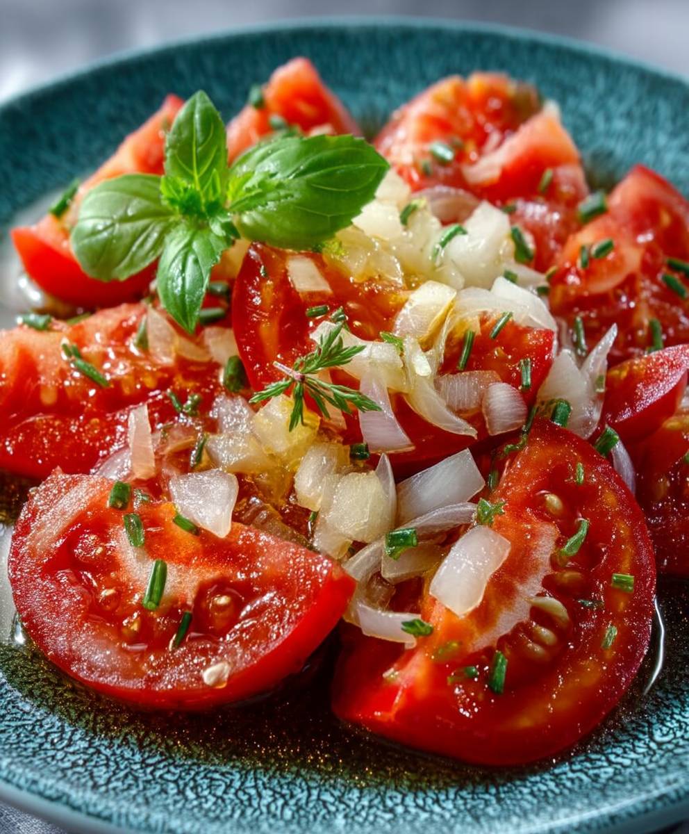 Tomatensalat Zwiebeln Zitronen Dressing