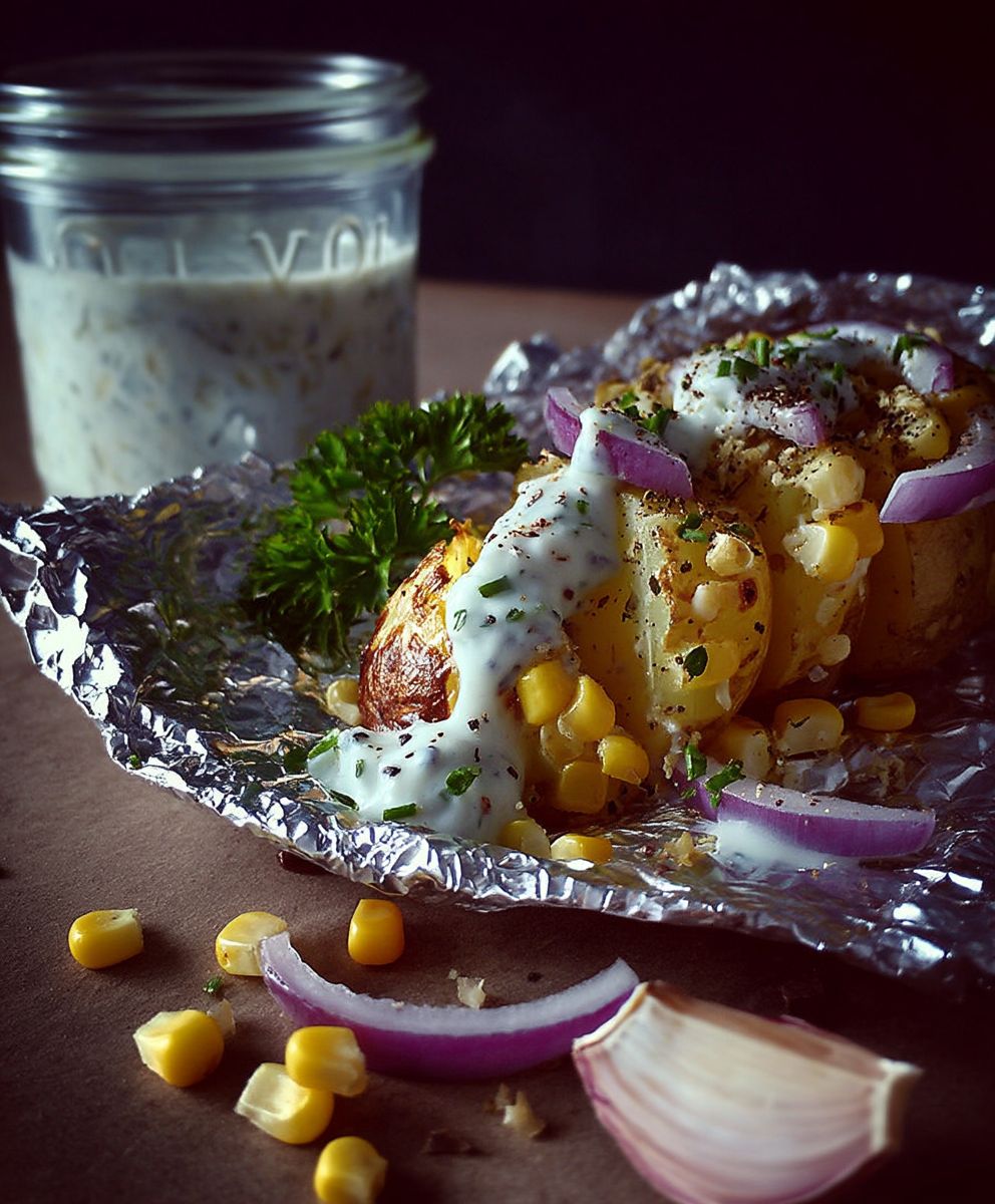 Ofenkartoffeln mit Knoblauch Soße