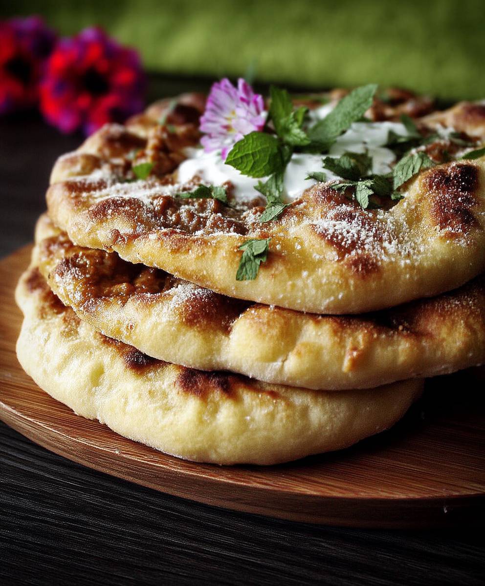 Naan Brot Pizza Hackfleisch