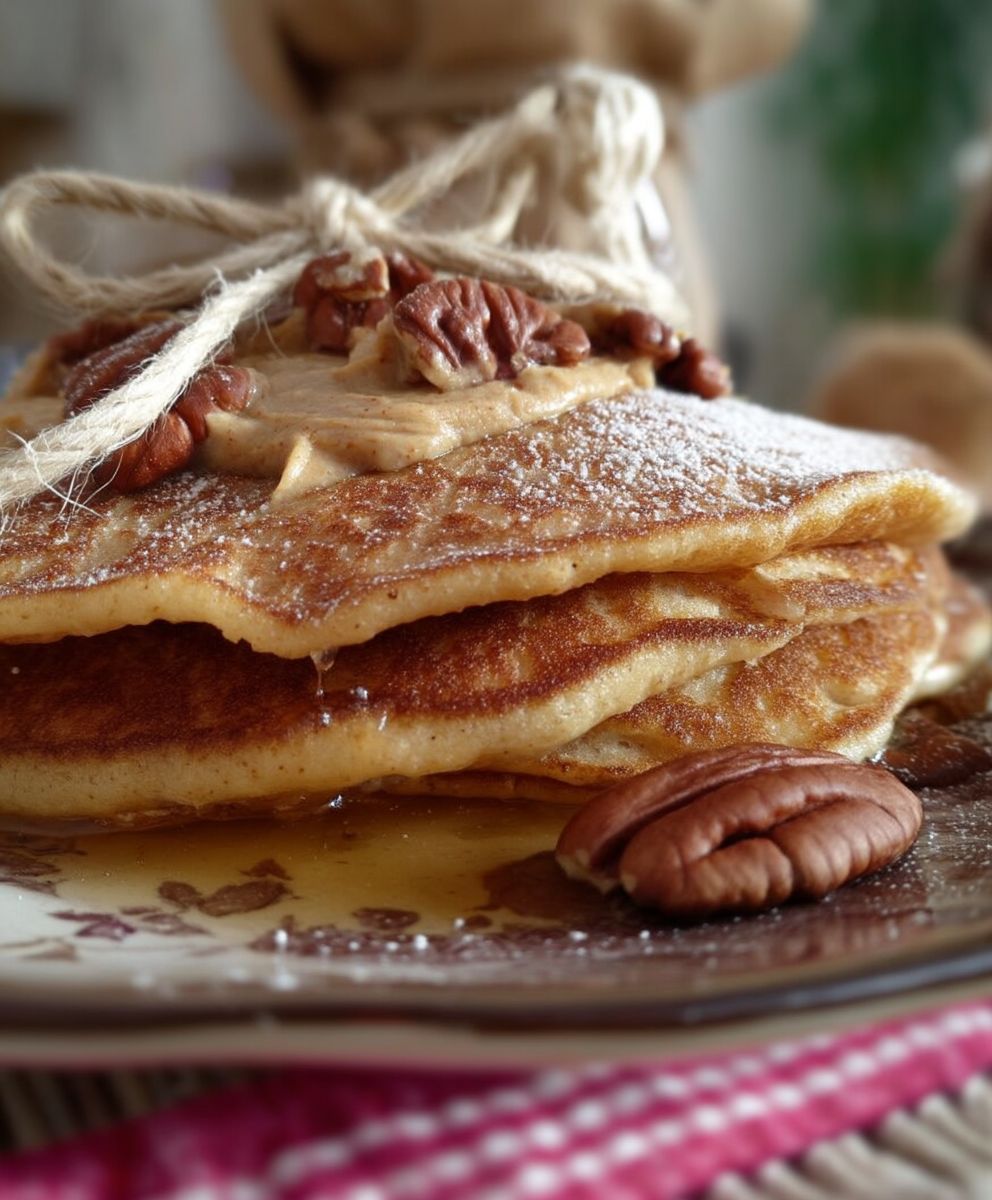 Amerikanische Pancakes Zimt Butter Pecannüsse