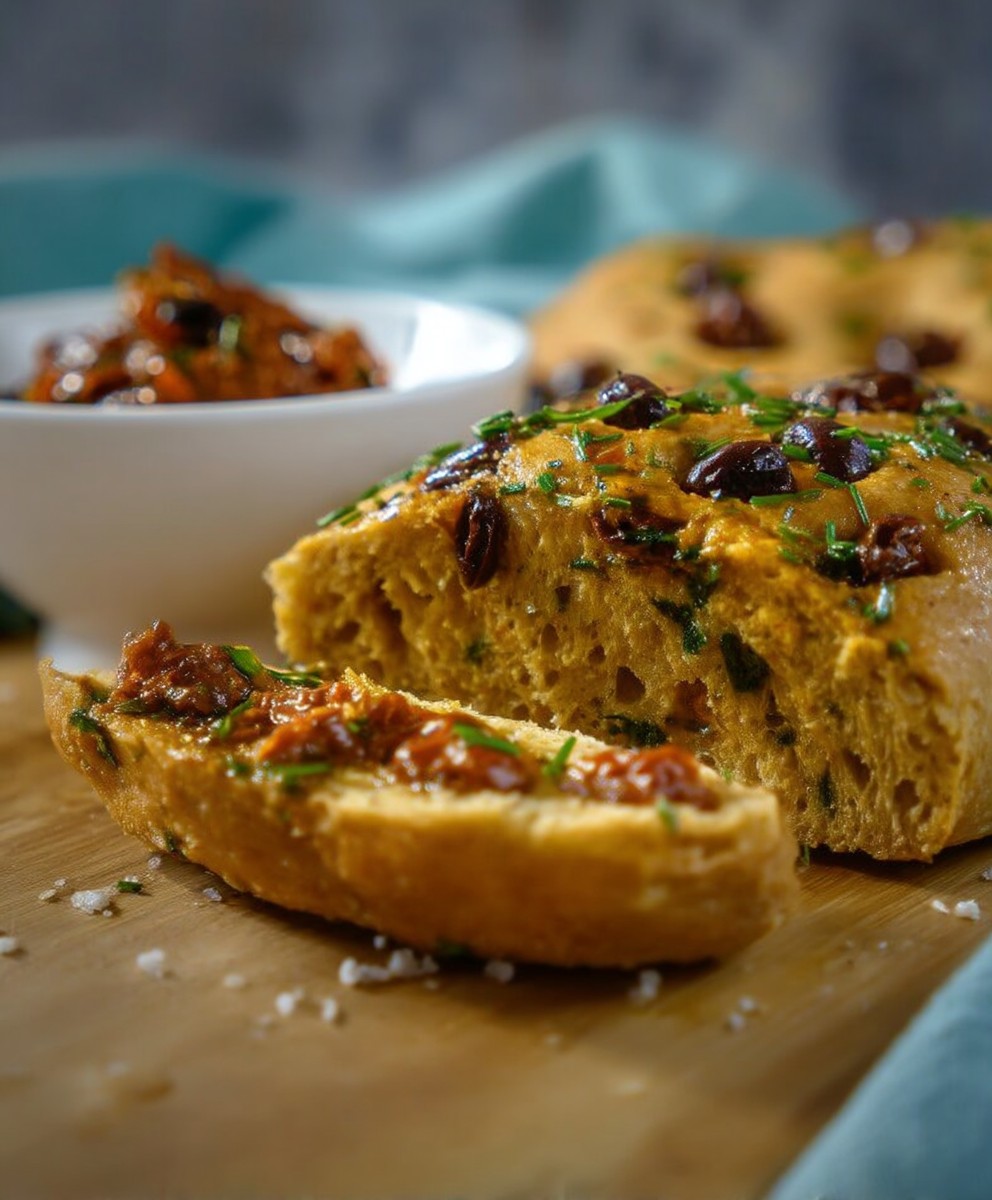 Tomaten Oliven Focaccia backen