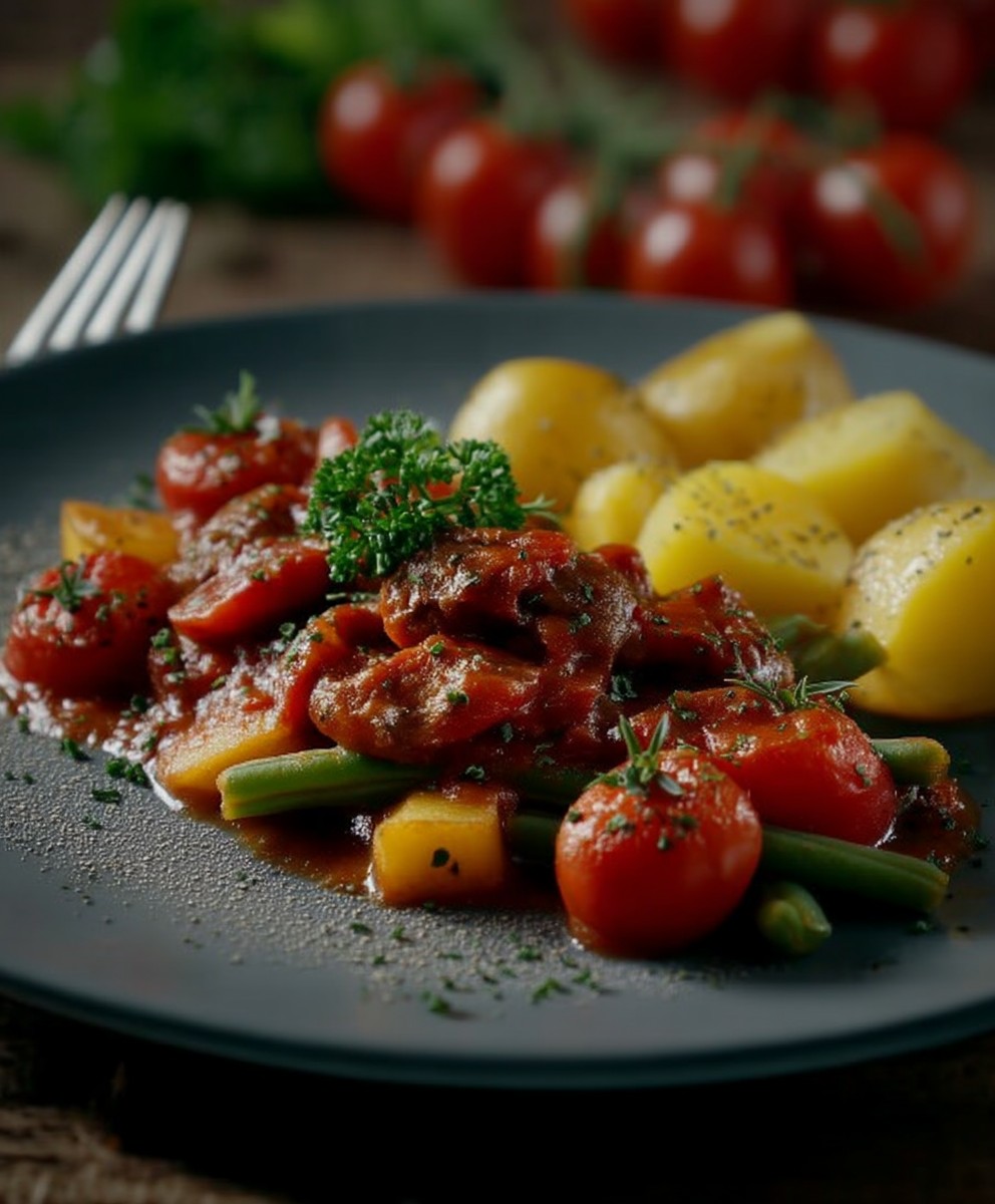 Grüne Bohnen Tomatensauce Eintopf