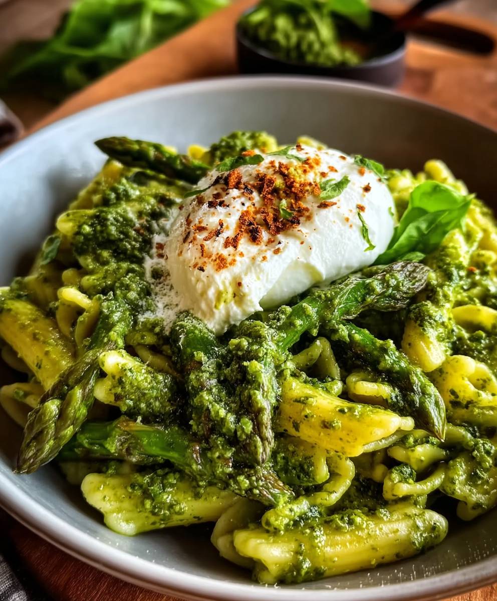Bärlauchpesto Pasta Spargel Burrata
