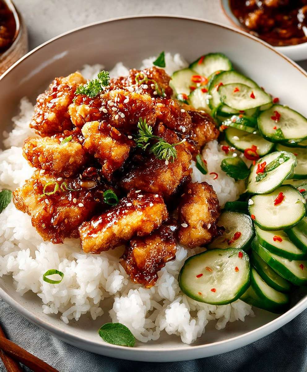 Knuspriges Hähnchen mit Reis