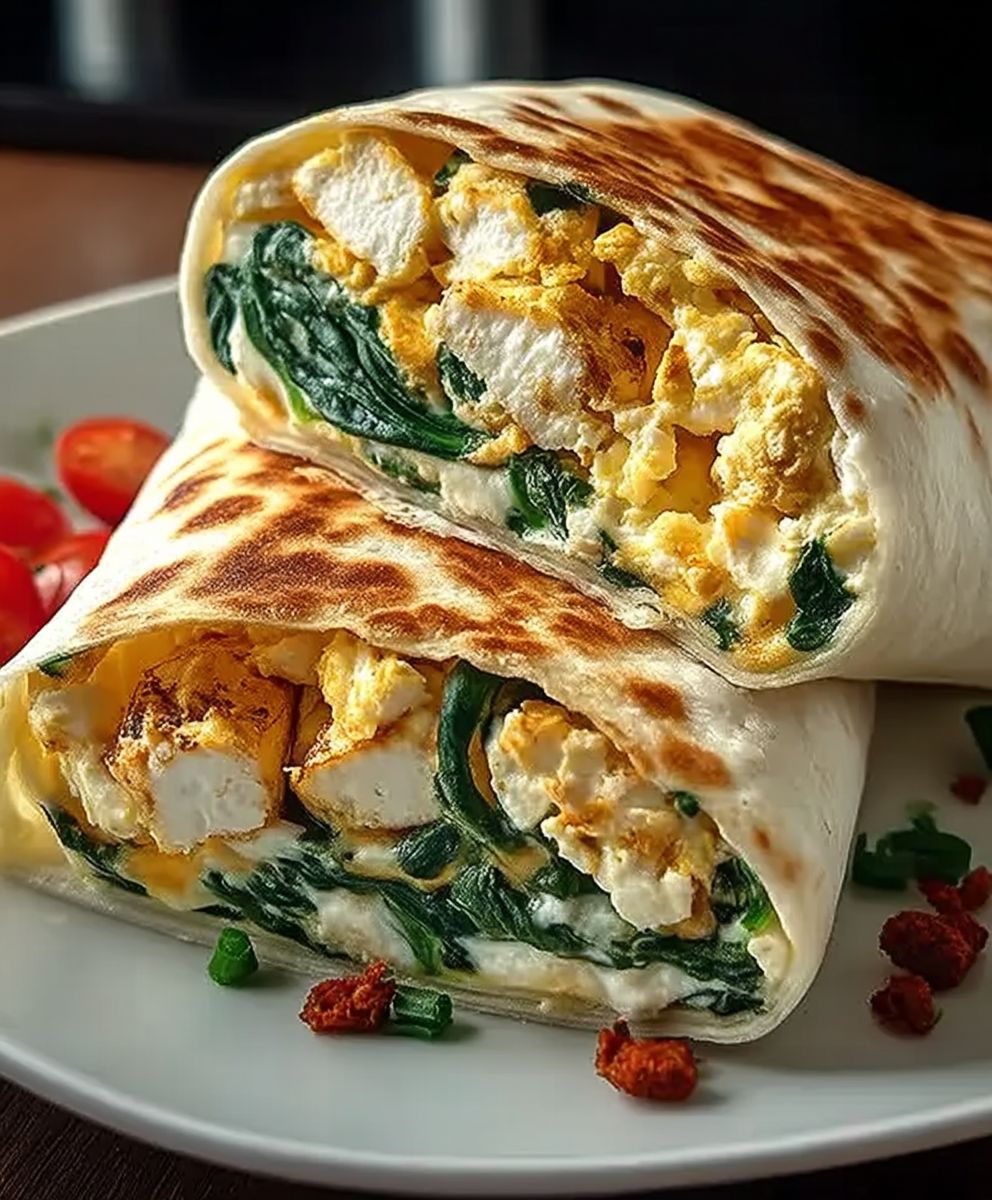 Spinat Käse Frühstück Wrap