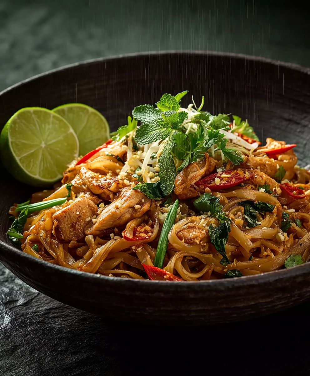 Pad Thai Nudeln Hähnchen