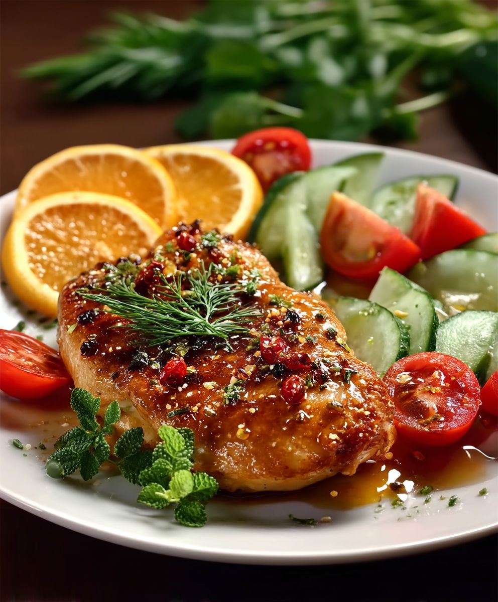 Zitronenhähnchenbrust mit Salat