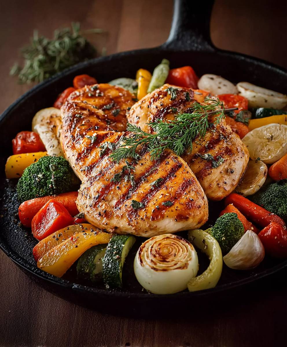 Gegrillte Hähnchenbrust Gemüse